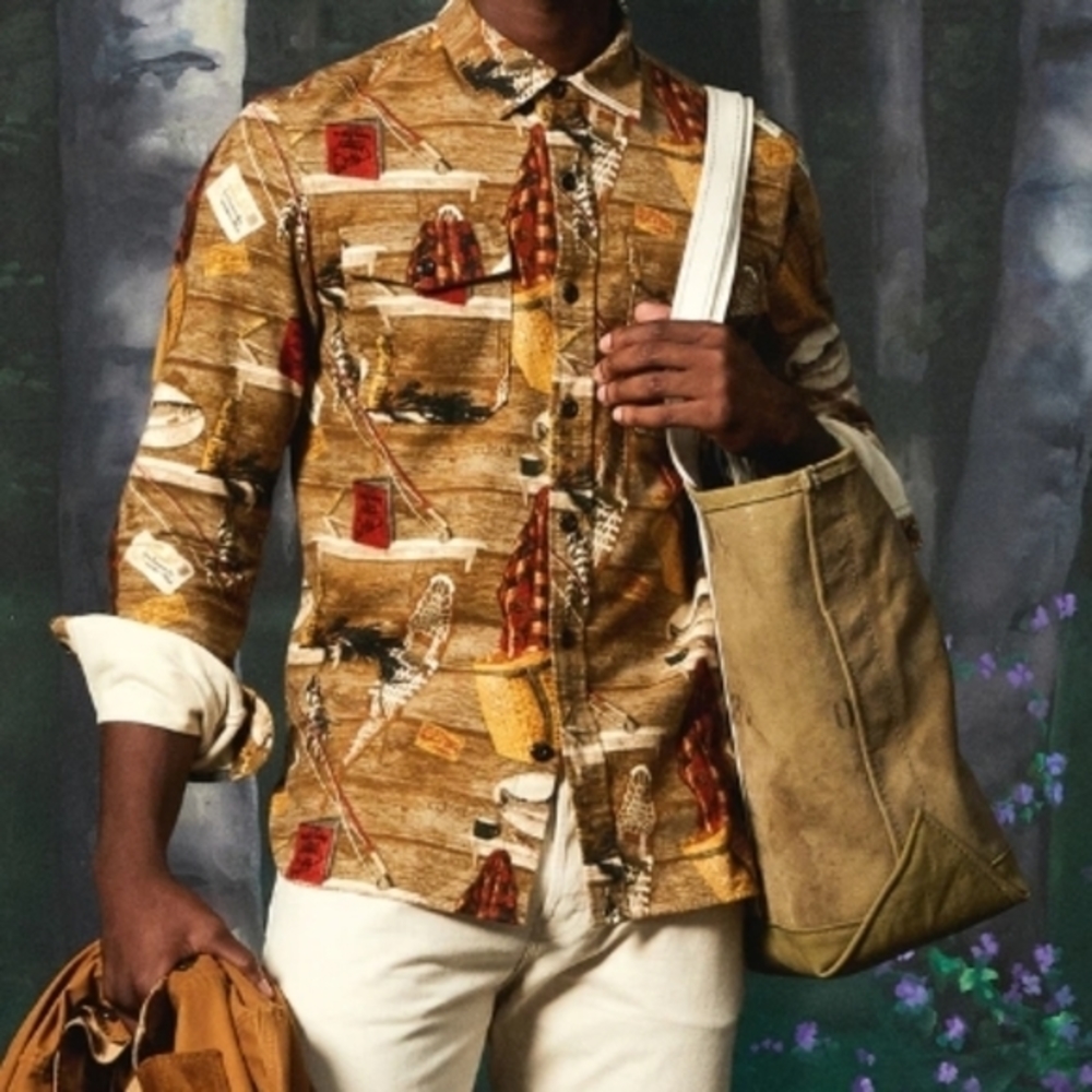 NWT L.L.BEAN X TODD SNYDER PRINTED CHAMOIS SHIRT IN CABIN PRINT XXL